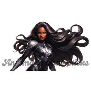 Super-héros féminin PNG, arrière-plan transparent, super-héros femme noire png, téléchargement d'art numérique