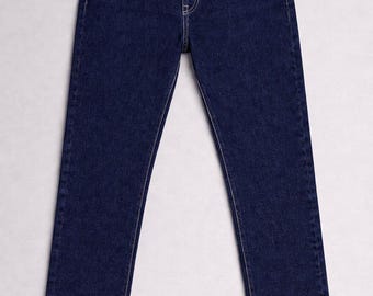 Men's Dark Indigo Slim Fit Jeans, 14 oz Denim, Contrast Stitching