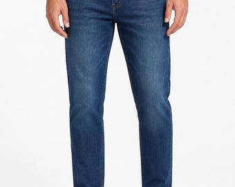 Cedarwyn Men's Slim Straight Fit Jeans, Vintage Blue Wash