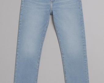 Jean en denim de 14 oz pour hommes, pantalon fuselé à délavage clair