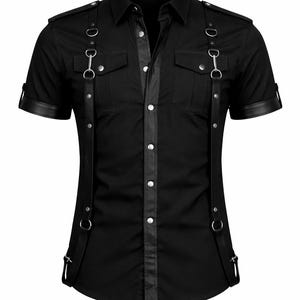 men's dress shirt with shoulder straps Wide Shoulder Dress Shirt White / Xl