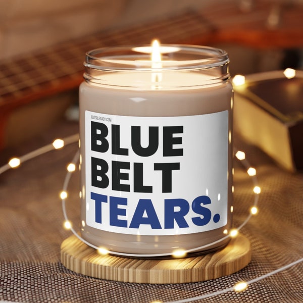 Ceinture bleue Larmes, JJB, Jiu Jitsu brésilien - Bougie de soja parfumée - Jiu Jitsu, Cadeau grappling pour lui, elle, gars, femme, cadeau MMA pour petit ami
