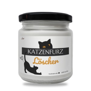 Katzenfurz löscher Scented Soy Candle, Beste Geschenk für Katzen Besitzer & Liebhaber, Funny cat lovers gift, Lustige Kerze im Geschenkbox