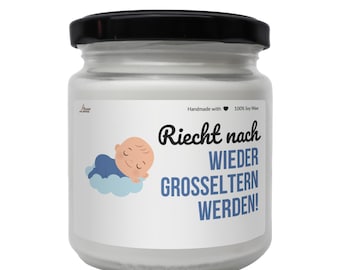 Riech nach wieder Großeltern werden! Scented Soy Candle, lustige Dufkerze für Großeltern, Überraschungskerze, Gift for Grandparents,new baby