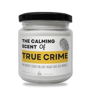 Bougie de soja parfumée True Crime, Humour adulte, True Crime and Chill, bougie Crime Junkie, cadeau pour femme, bougie True Crime