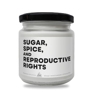 Vela de soja com aroma de açúcar, especiarias e direitos reprodutivos, melhor presente feminista, vela para aniversário feminista, presente para mulheres, ativista feminista