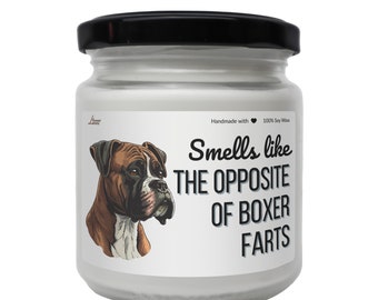 Sent le contraire des pets de boxeur Bougie de soja parfumée, cadeau drôle de boxeur, bougie de boxeur, cadeau pour amateur de boxeur, cadeau unique pour propriétaire de chien