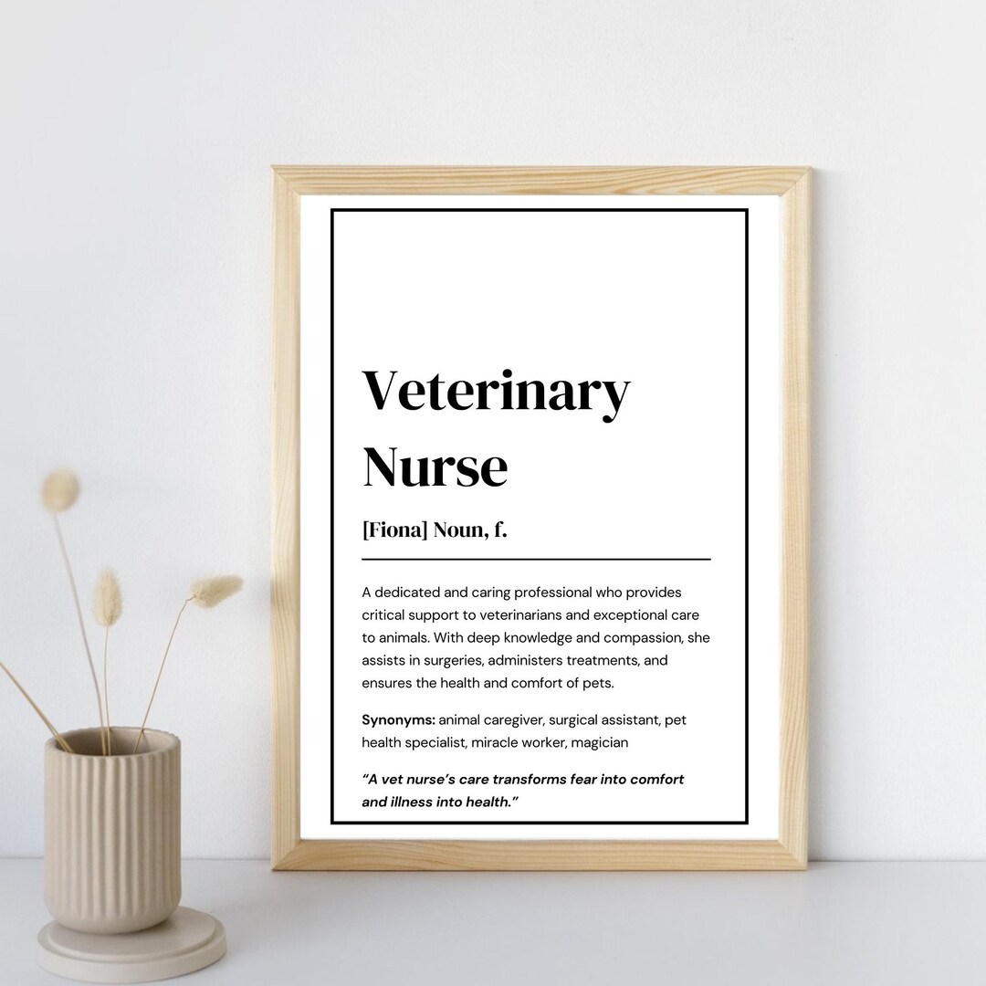Veterinary Nurse Definition Print anpassbar, Wörterbuch Poster, Wandkunst, Wandkunst für