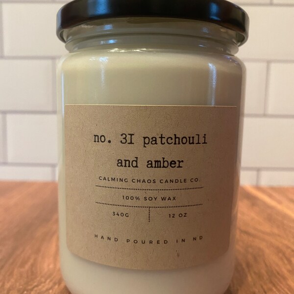 Soy Wax Candle - Patchouli and Amber