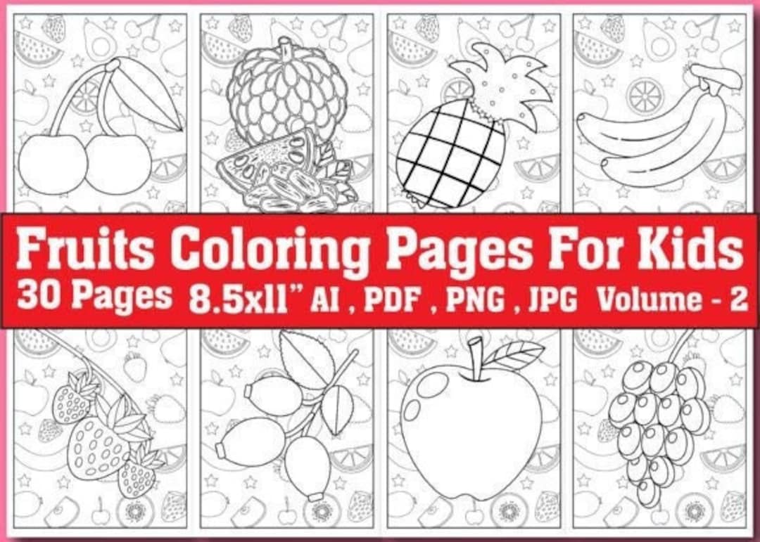 KIDS FRUIT COLORING Pages - Instant Download - 30 Pages - Activities ...