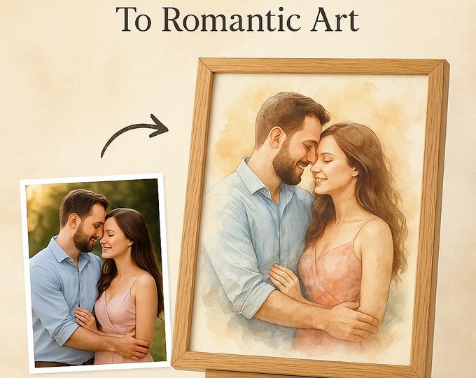 Featured listing image: Couple Portrait from Two Photos – Custom Digital Sketch – Unique Wedding or Anniversary Gift