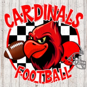 Cardinals Football Checkered PNG | Sublimation, Screen Print, DTF, DTG File | Instant Digital Download Png File