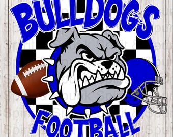 Bulldogs Football Checkered PNG | Sublimation, Screen Print, DTF, DTG File | Instant Digital Download Png File