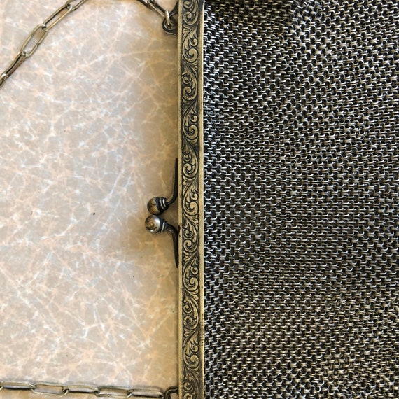 Art deco mesh purse/ evening bag Metal clasp Flap… - image 4