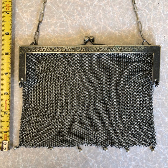 Art deco mesh purse/ evening bag Metal clasp Flap… - image 2