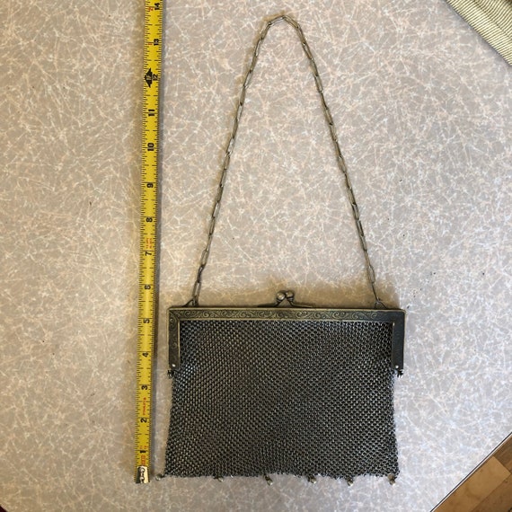 Art deco mesh purse/ evening bag Metal clasp Flap… - image 1