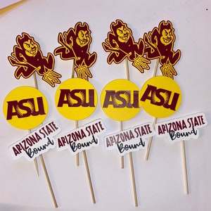 Set of 12 College or High School Cup Cake Toppers for Graduation Party