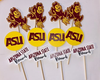 Set of 12 College or High School Cup Cake Toppers for Graduation Party