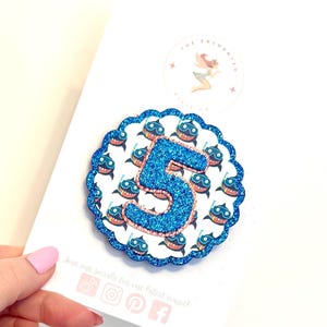 Shark Under the Sea Birthday Badge: Glitter Felt Star, Handmade Party Pin