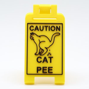 Caution Cat Pee Floor Sign, Wet Floor Sign, Funny 3D Printed Gag Gift for Pet Owners