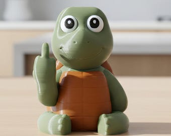 Turtle Middle Finger Figurine, Funny Turtle Gift, Rude Desk Decor, 3D Printed Gag Gift