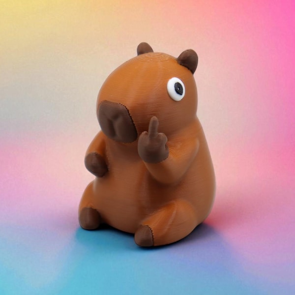 Capybara Middle Finger Figurine – Funny 3D Printed Capybara Gift – Rude Animal Decor, Sarcastic Desk Toy, Gag Gift – Little Angry Animals
