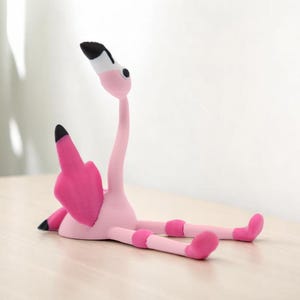 Flamingo Middle Finger Figurine – Funny 3D Printed Flamingo Gift – Sarcastic Bird Decor, Rude Desk Statue, Gag Gift – Little Angry Animals