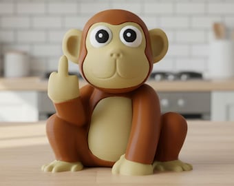 Monkey Middle Finger Figurine, Funny Monkey Gift, Rude Desk Decor, 3D Printed Gag Gift
