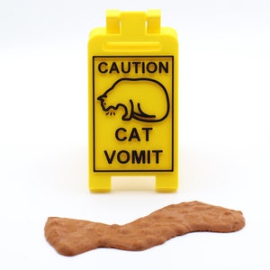 Cat Vomit Caution Sign, 2 Pack Cat Vomit Sign, Caution Sign