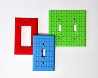 Brick Builder Light Switch Cover, Compatible with Lego, Single Toggle, Decora Rocker, 2 Gang, 3 Gang, Power Outlet, 3D Printed
