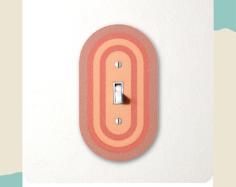 Vintage Oval-Shaped Light Switch Plate Cover, Rustic Ember Rainbow
