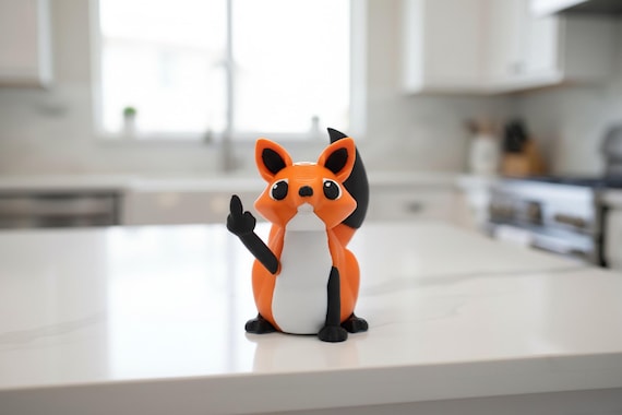 Fox Middle Finger Figurine, Funny Fox Gift, Rude Desk Decor, 3D Printed Gag Gift