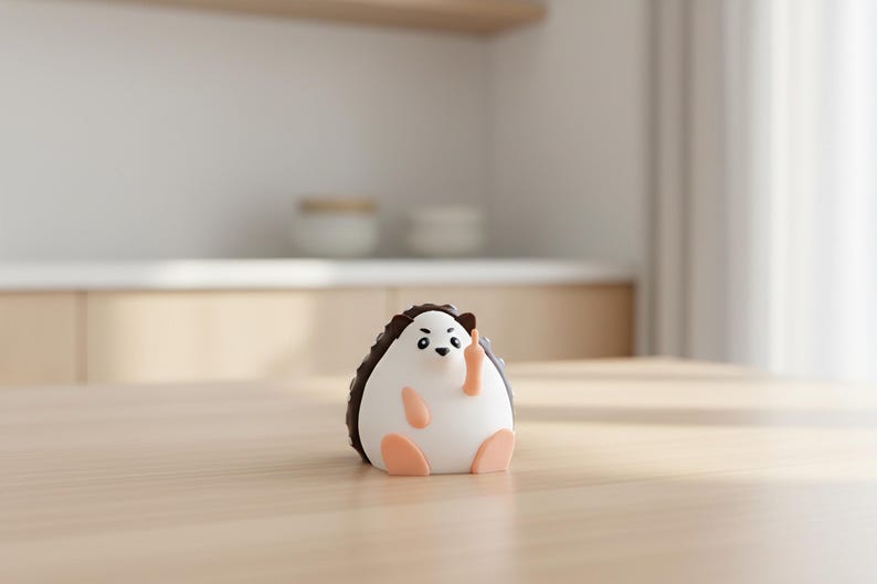 Hedgehog Middle Finger Figurine, Funny Hedgehog Gift, Mini Desk Decor, 3D Printed Gag Gift image 2