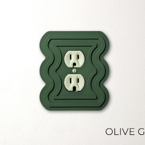 Wavy Line Patterned Plug Outlet Plate Cover, Duplex Power Outlet