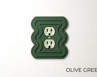 Wavy Line Patterned Plug Outlet Plate Cover, Duplex Power Outlet