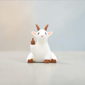 Beeldje middelvinger geit, grappig geit cadeau, onbeleefd boerderijdier bureaudecor, 3D-geprint cadeau cadeau afbeelding 2