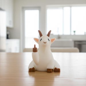 Beeldje middelvinger geit, grappig geit cadeau, onbeleefd boerderijdier bureaudecor, 3D-geprint cadeau cadeau afbeelding 4