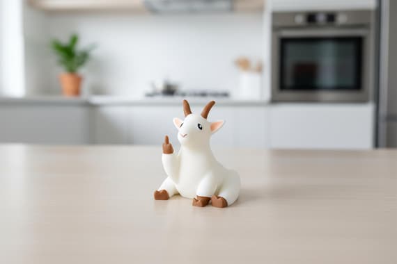 Goat Middle Finger Figurine, Funny Goat Gift, Rude Farm Animal Desk Decor, 3D Printed Gag Gift