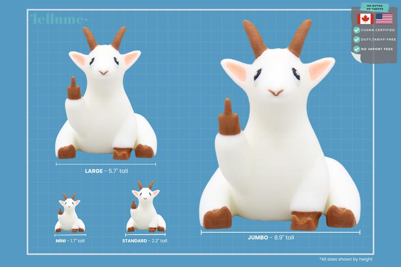 Beeldje middelvinger geit, grappig geit cadeau, onbeleefd boerderijdier bureaudecor, 3D-geprint cadeau cadeau afbeelding 10