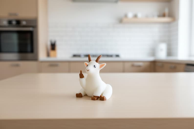 Beeldje middelvinger geit, grappig geit cadeau, onbeleefd boerderijdier bureaudecor, 3D-geprint cadeau cadeau afbeelding 3