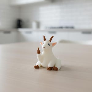 Beeldje middelvinger geit, grappig geit cadeau, onbeleefd boerderijdier bureaudecor, 3D-geprint cadeau cadeau afbeelding 7