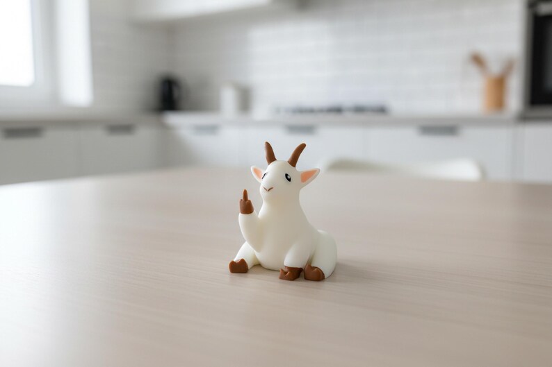 Beeldje middelvinger geit, grappig geit cadeau, onbeleefd boerderijdier bureaudecor, 3D-geprint cadeau cadeau afbeelding 7