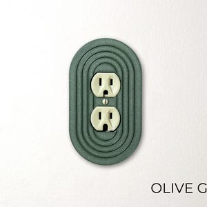 Sleek Minimalist Oval Plug Outlet Cover Plate, Duplex Power Outlet