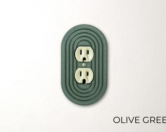 Sleek Minimalist Oval Plug Outlet Cover Plate, Duplex Power Outlet
