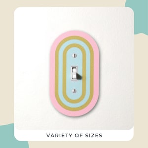Vintage Oval-Shaped Light Switch Plate Cover, Soft Pastels Rainbow