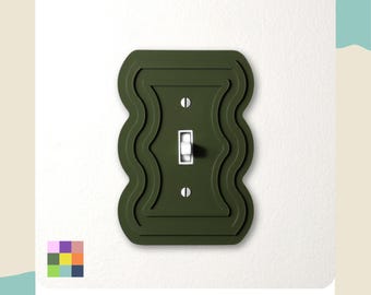 Geometric Wavy Line Light Switch Plate Cover, Decorative Wall Light Cover Panel, Stylish Home and Office Room Decor, Modern Faceplate Accent