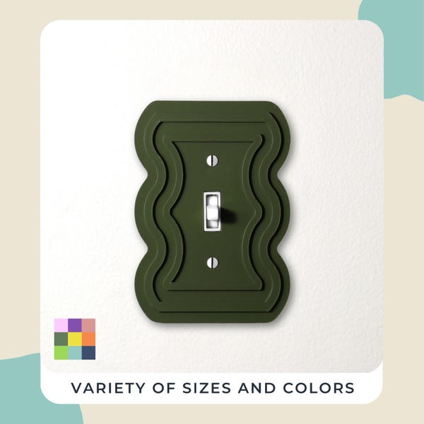 Geometric Wavy Line Light Switch Plate Cover, Decorative Wall Light Cover Panel, Stylish Home and Office Room Decor, Modern Faceplate Accent