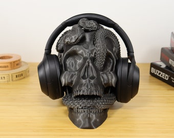 Snake Skull Headphone Stand - Headphone Mount, Sci-Fi Desk Organizer, Unique Headset Holder, Gaming Room Decor, 3D Printed Gothic