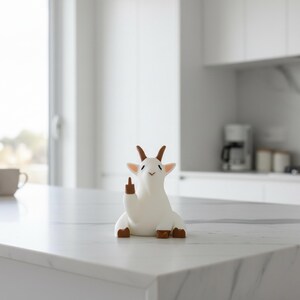 Beeldje middelvinger geit, grappig geit cadeau, onbeleefd boerderijdier bureaudecor, 3D-geprint cadeau cadeau afbeelding 8
