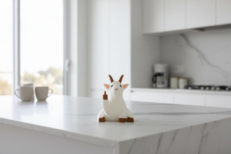 Beeldje middelvinger geit, grappig geit cadeau, onbeleefd boerderijdier bureaudecor, 3D-geprint cadeau cadeau afbeelding 8